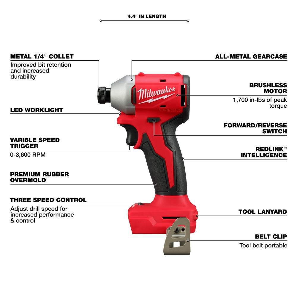 Milwaukee M18 Compact 1 4 In Hex 3 Speed Impact Driver Bare Tool 3651 20 Simolary simolary.com 8