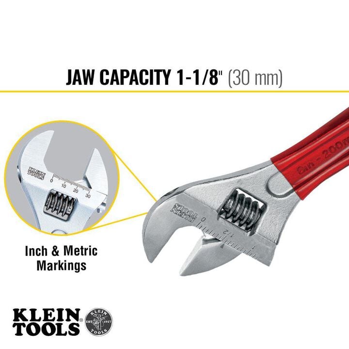 Klein Tools 8 Inch Precision Adjustable Wrench, large image number 2
