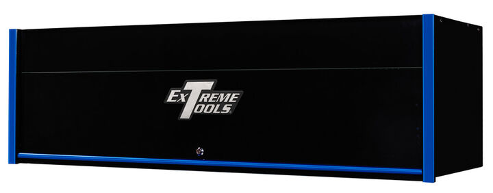 Extreme Tools RX Series 72 Inch W x 25 Inch D Extreme Power Workstation Hutch Black with Blue Handle and Trim, large image number 1
