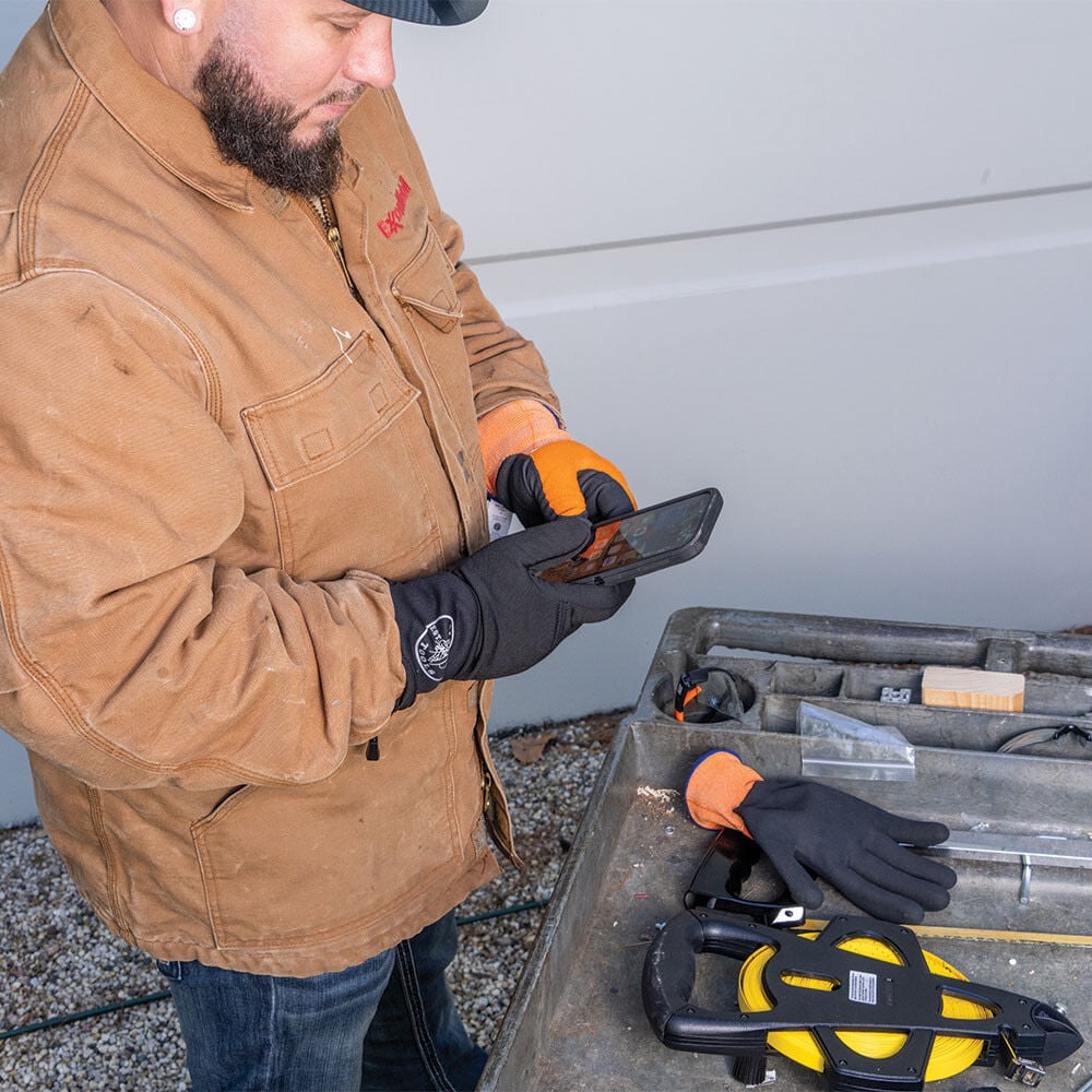 Klein Tools Rechargeable Heated Work Glove Liners with Knit Dipped Gloves, Large 5 Piece Bundle, large image number 9
