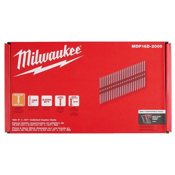 Milwaukee 16D 3 Inch x .131 Inch Collated Duplex Nails, large image number 5