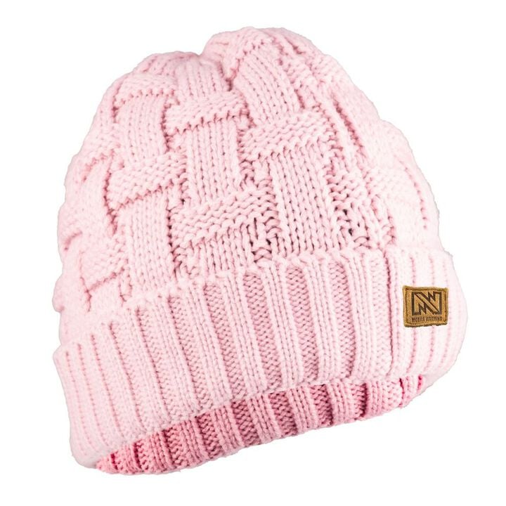 Mobile Warming Heated Cable Knitted Beanie Unisex Pink One size