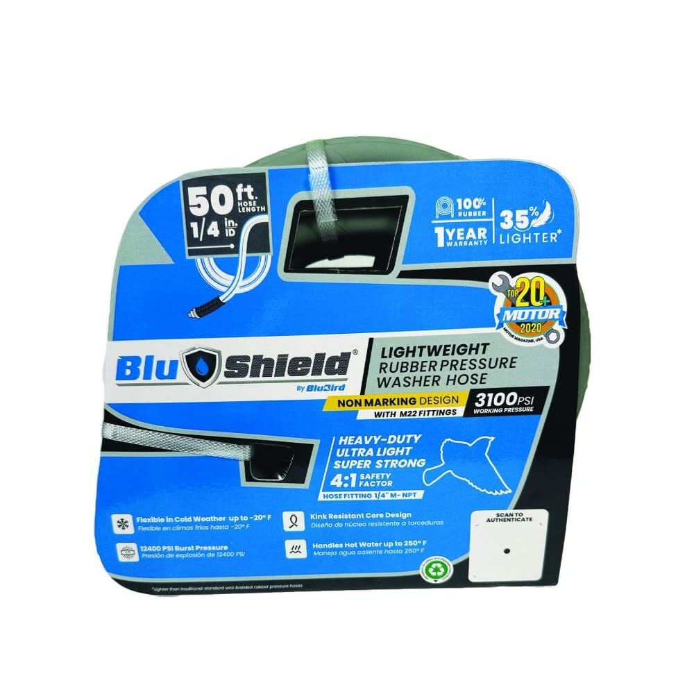 BluBird BluShield 1/4 Inch x 50 Ft. PW Hose Assembly with M22 Non-Marking – PW1450-NM