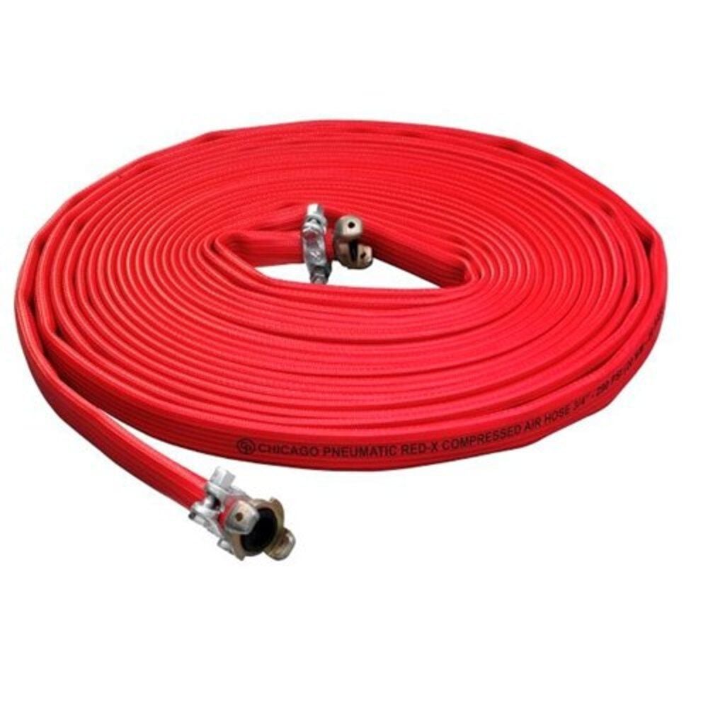Chicago Pneumatic Red-X 3/4 In x 50 Ft 290 PSI Universal Lay Flat Air Compressor Hose – 8900005008