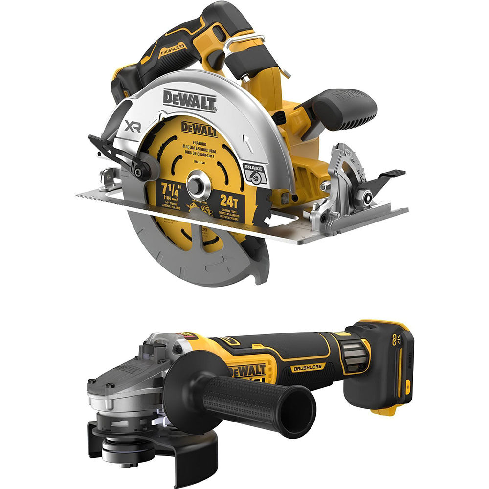 DEWALT 20V MAX 7-1/4 Inch Cordless Saw & 4-1/2 Inch - 5 Inch Grinder Bundle - DEW000011281