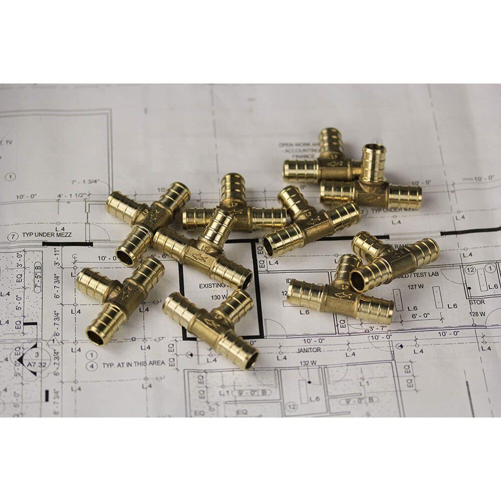 Sharkbite 3/4in x 3/4in x 3/4in PEX Brass Crimp Tee, large image number 3