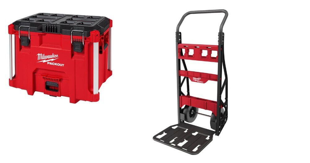 Milwaukee PACKOUT XL Tool Box and 2 Wheel Cart Bundle – 48-22-8429-8415