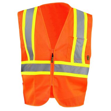 Occunomix Zipper Safety Vest Orange High Visibility Mesh Standard 2X