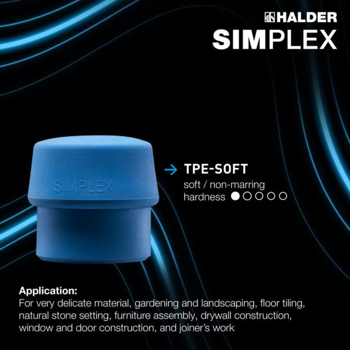 Halder Inc SIMPLEX Starter Kit Rubber & Plastic Head Soft-Face Mallet D60 with 4 Inserts, large image number 12