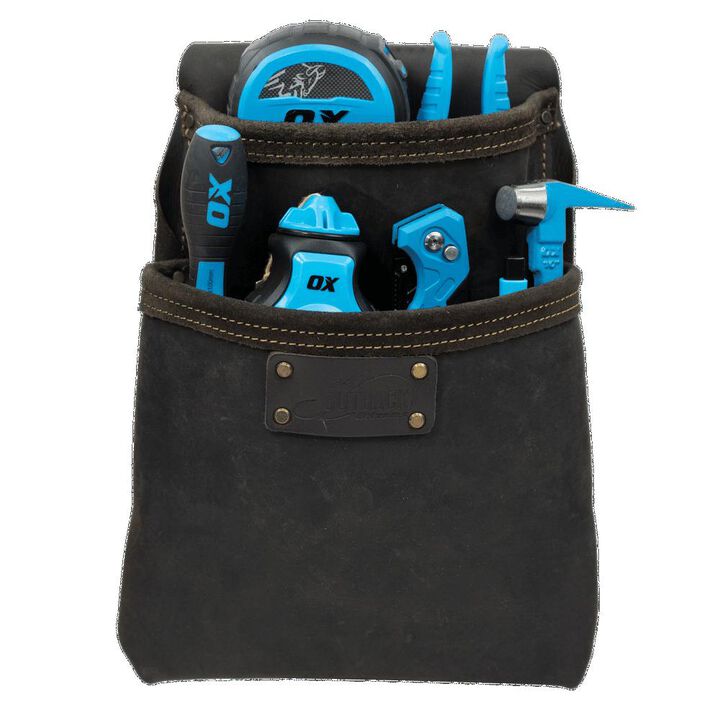 Ox Tools 2-Pocket Nail Bag Oil-Tanned Leather, large image number 1