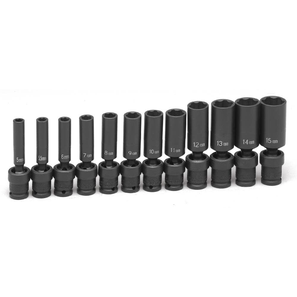 Grey Pneumatic 1/4 In. Drive Deep Length Surface Drive Universal Set – 9712UMD