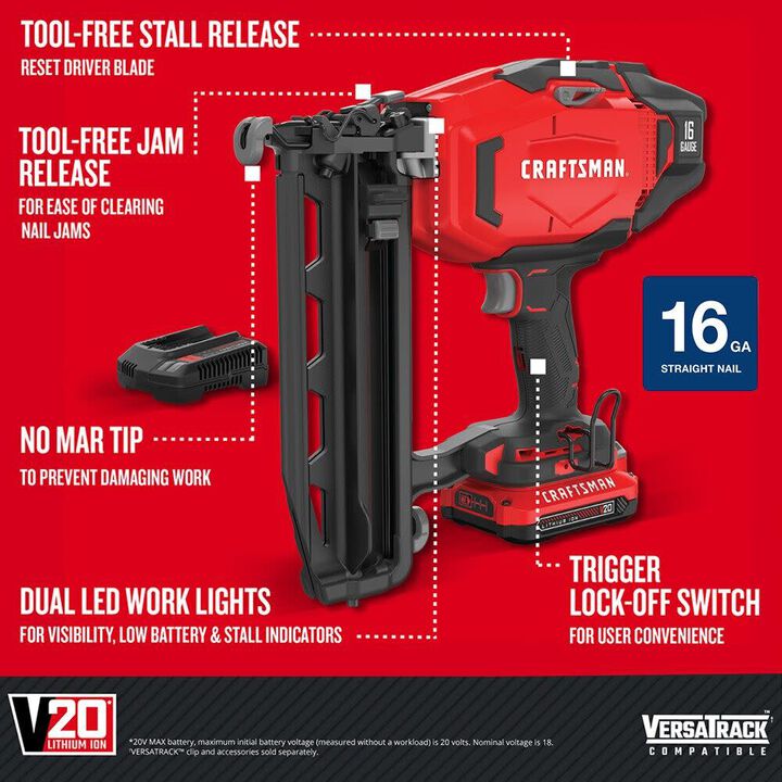 CRAFTSMAN V20 Cordless Finish Nailer Kit, large image number 1
