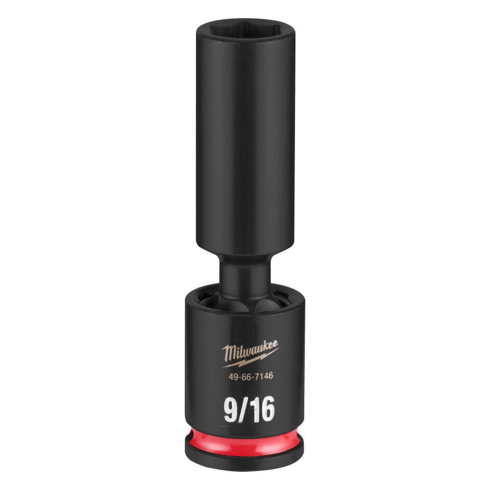 Milwaukee SHOCKWAVE Impact Duty 3/8 Inch Drive 9/16 Inch Deep Swivel Socket - 49-66-7146