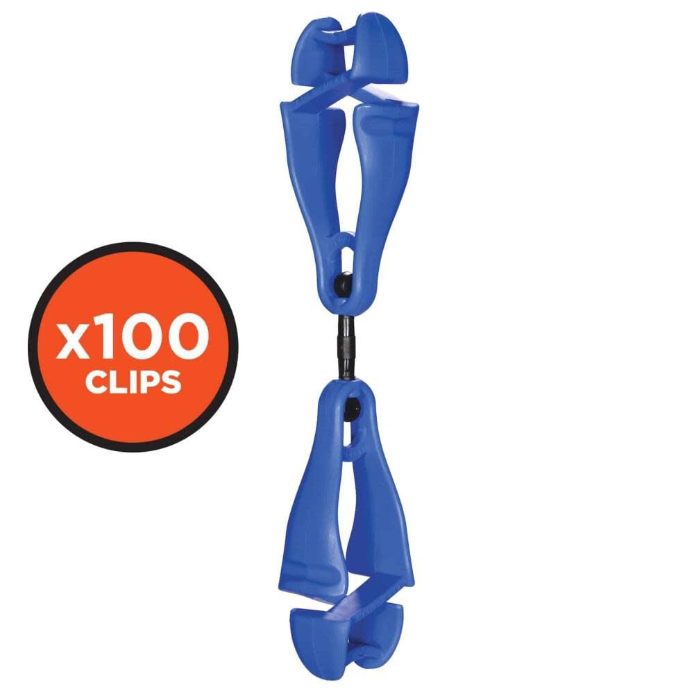 Ergodyne Squids 3420-BULK Swivel Glove Clip Holder Dual Clips Blue 100 Pieces - 19517-BULK