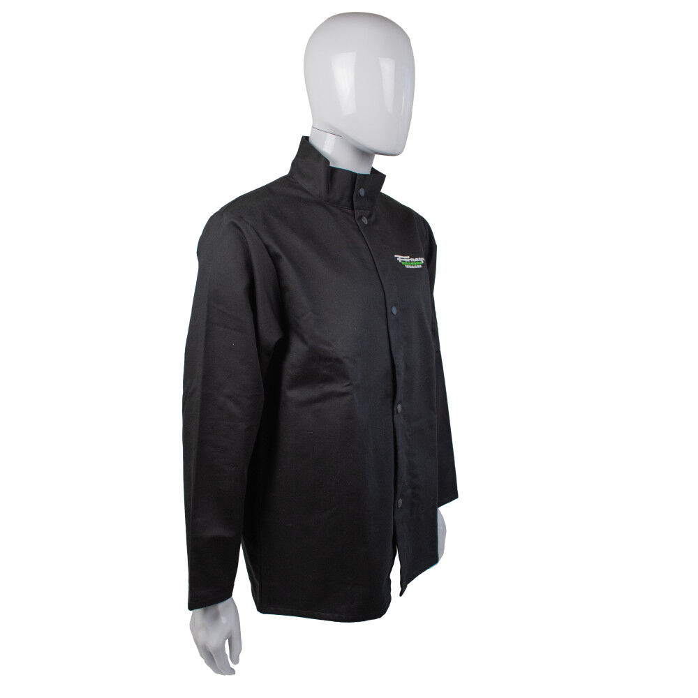 Forney Industries Flame Retardant Light-Duty Welding Jacket, Black, Size Small – 57222