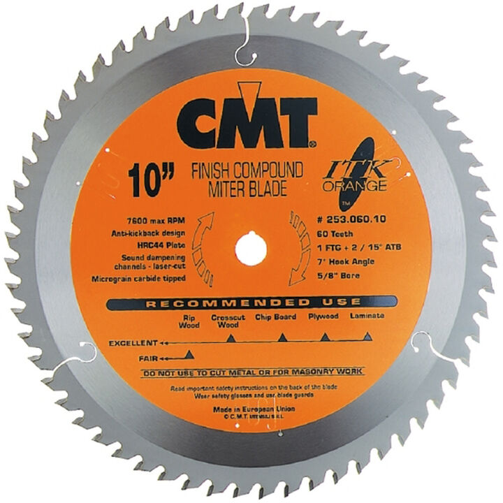 CMT 8-1/2 In x 60 x 5/8 In ITK Finish Compound Miter Blade
