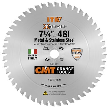 CMT 7-1/4in 48T Metal & Stainless Steel Circular Saw Blade
