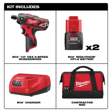 Milwaukee M12 1/4 in. Hex 2 Speed Screwdriver Kit, large image number 1