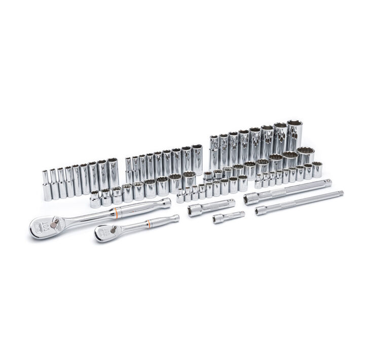 GEARWRENCH 1/4 Inch & 3/8 Inch 6 & 12 Point SAE & Metric Mechanics Tool Set 68 Pieces, large image number 0