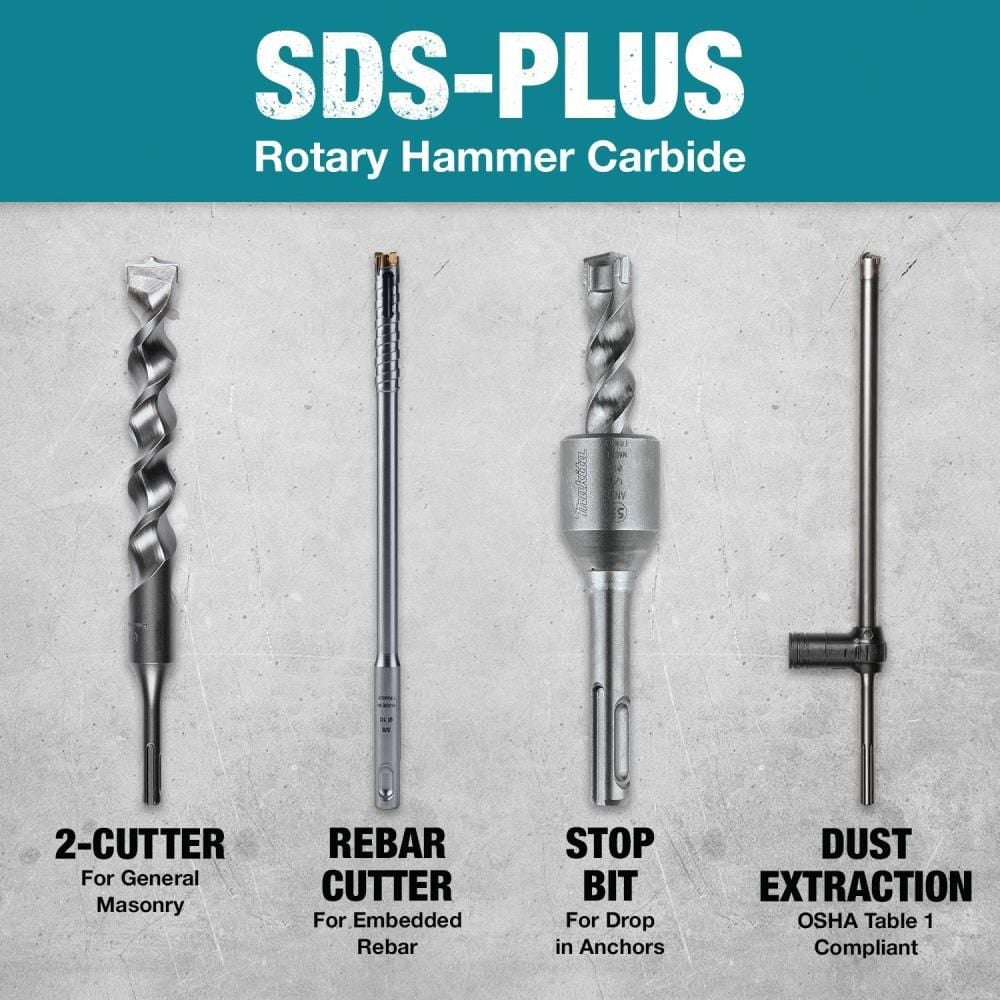 Makita 3/8in x 12in SDS-Plus Bit, 3-Cutter, 10pk, large image number 6