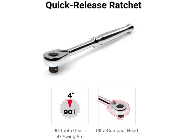 Tekton 3/8 Inch 12 Point Socket and Ratchet Set, (1/4-1 Inch, 6-24 mm), large image number 3