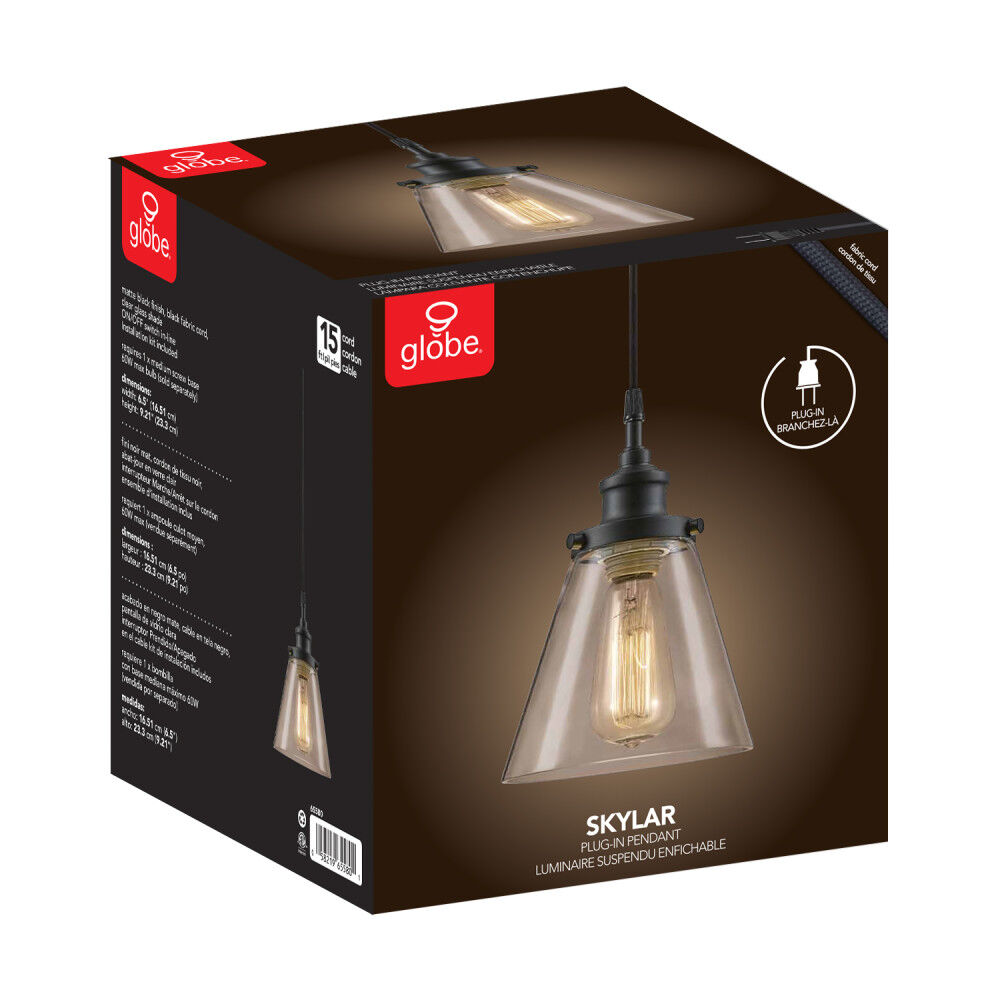 Globe Electric Jackson Plug In Pendant Light 60W Matte Black, large image number 6