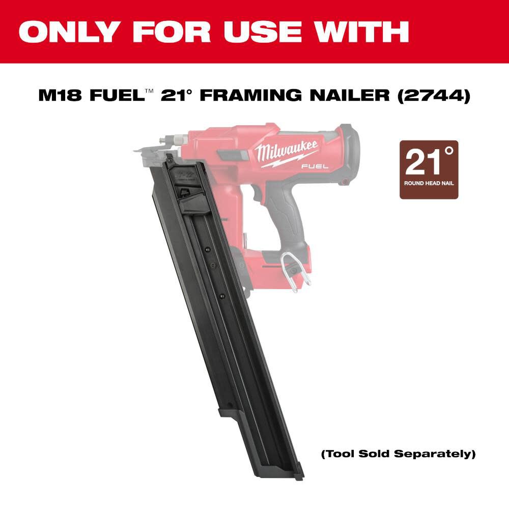 Milwaukee M18 FUEL 21 Degree Framing Nailer Extended Capacity Magazine