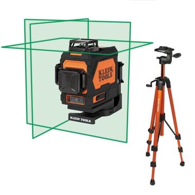 Klein Tools Rechargeable Self Leveling Green Planar Laser Level with Tripod Bundle
