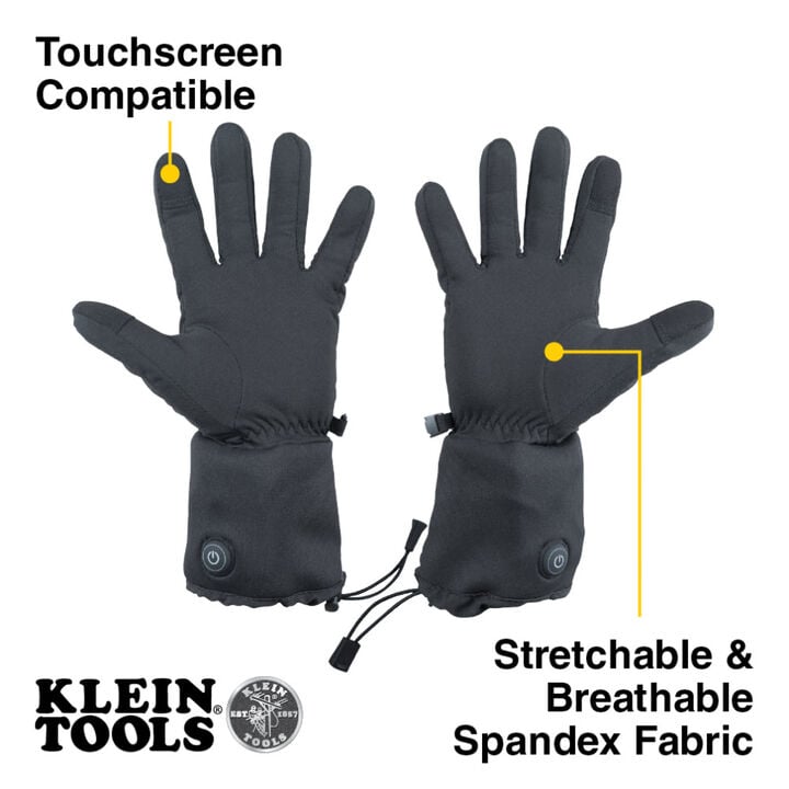 Klein Tools Rechargeable Heated Work Glove Liners with Knit Dipped Gloves, Large, large image number 3