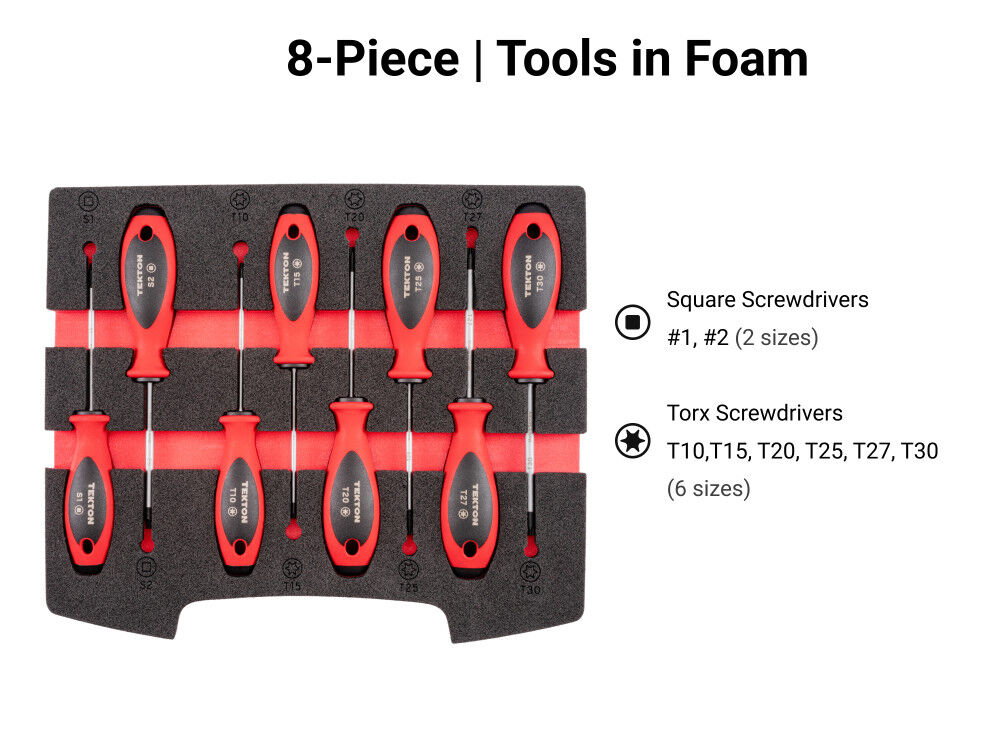 Tekton Screwdriver Set Drawer 18 Piece #0-#3 3-8 mm T10-T30 #1-#2, large image number 4