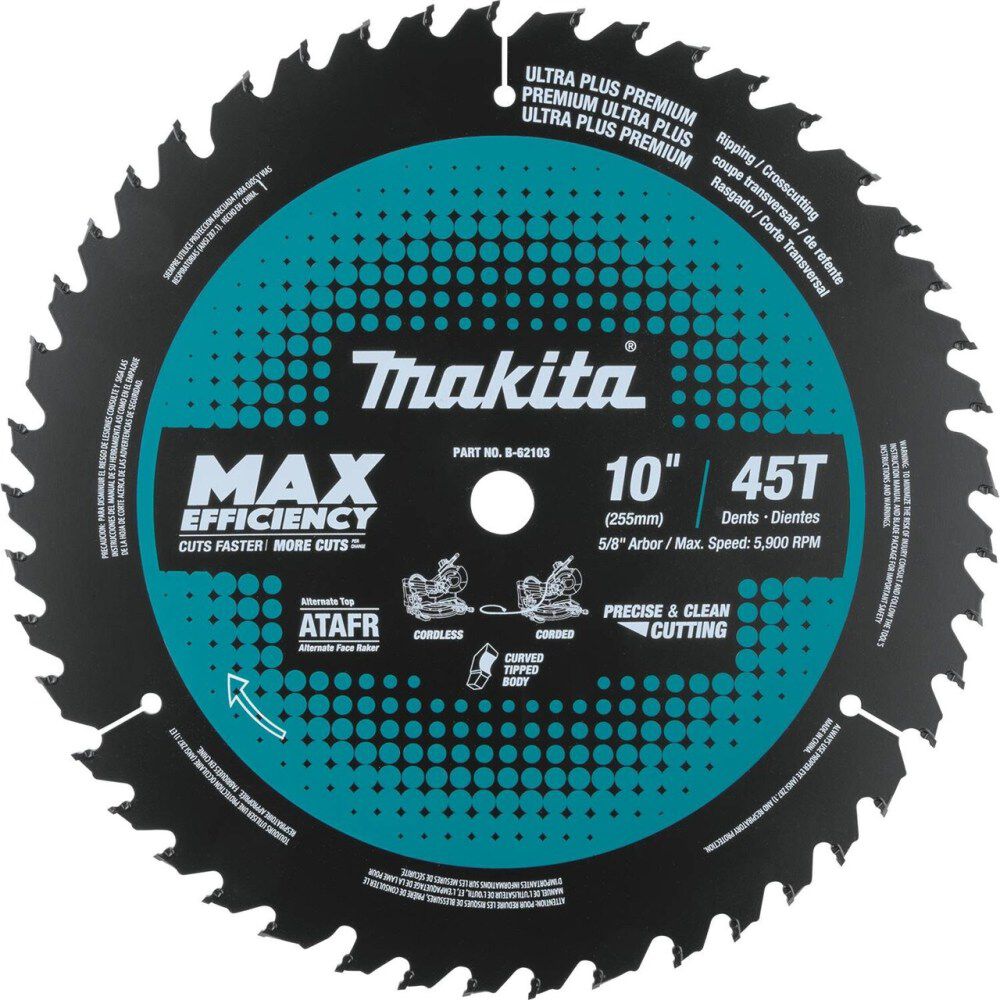 Makita 10in 45T Carbide-Tipped Max Efficiency Miter Saw Blade, large image number 1