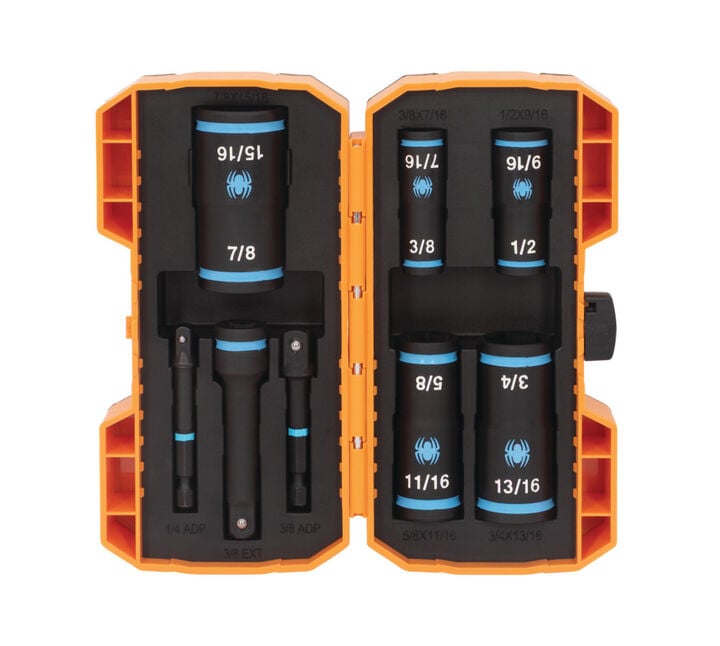 Spyder 1/4 & 3/8 Inch Drive SAE Flip Socket Set with 3 Inch Extension, 8 Pieces, large image number 2
