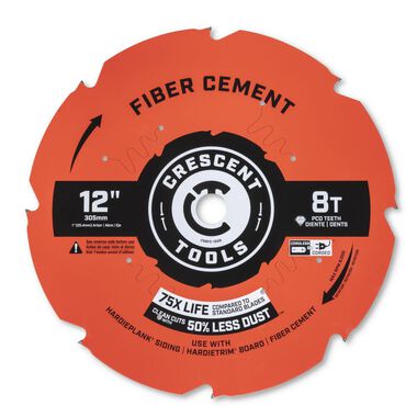 Crescent APEX Circular Saw Blade 12in x 8 Tooth Fiber Cement