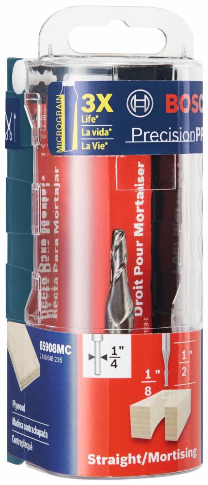 Bosch 1/8in x 1/2in Solid Carbide Double Flute Upcut Spiral Router Bit, large image number 3