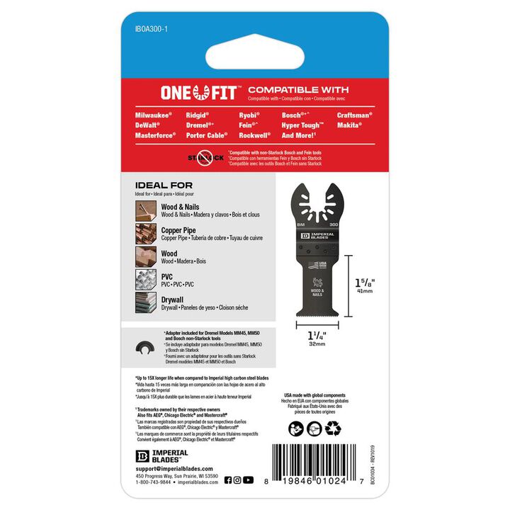 Imperial Blades One Fit 1 1/4in Standard Wood & Nails Blade 1pc, large image number 5