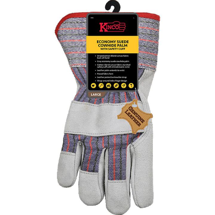 Kinco Gray Economy Suede Cowhide Palm Glove Large, large image number 5