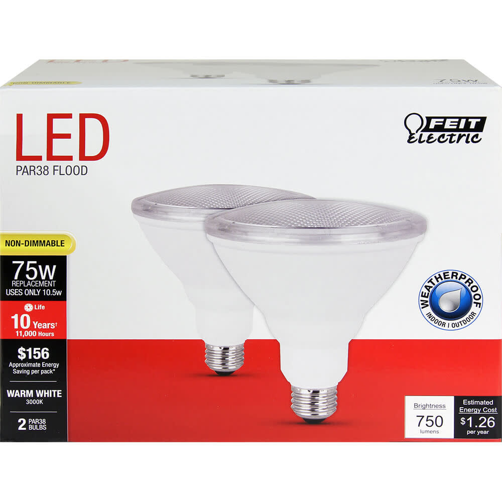 Feit Electric 75W PAR38 3000K Reflector LED Bulb 2pk, large image number 3
