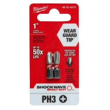 Milwaukee SHOCKWAVE 2-Piece Impact Phillips #3 Insert Bits, large image number 7