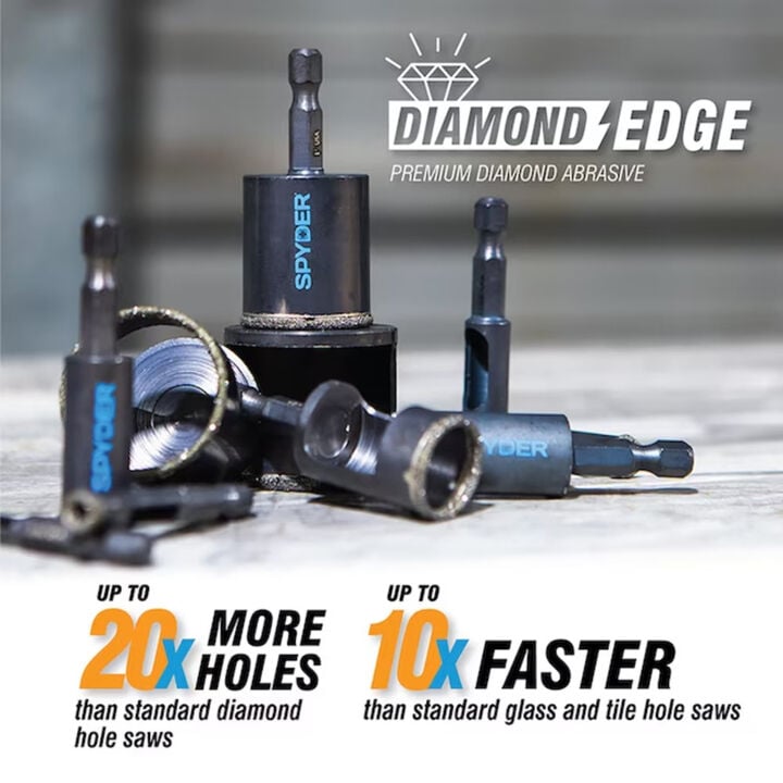 Spyder Diamond Edge Hole Saw Bit Set, 3/16, 1/4 & 1/2 Inch, with 1/4 Inch 3 Pieces, large image number 2