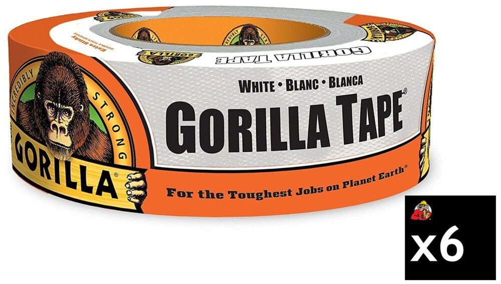 Gorilla Glue 1.88 Inch Width x 30 Yard Length Multi-Purpose White Duct Tape Pack of 6, large image number 1