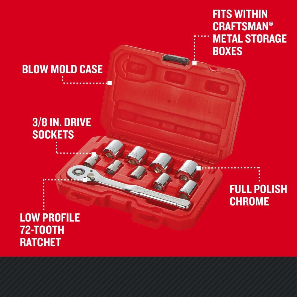 CRAFTSMAN 3/8-in Drive SAE Mechanics Tool Set, 10pc, large image number 3