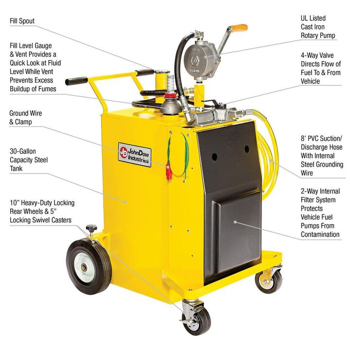 Johndow 30 Gallon UL Steel Manual Pump Diesel Fuel Caddy, large image number 1