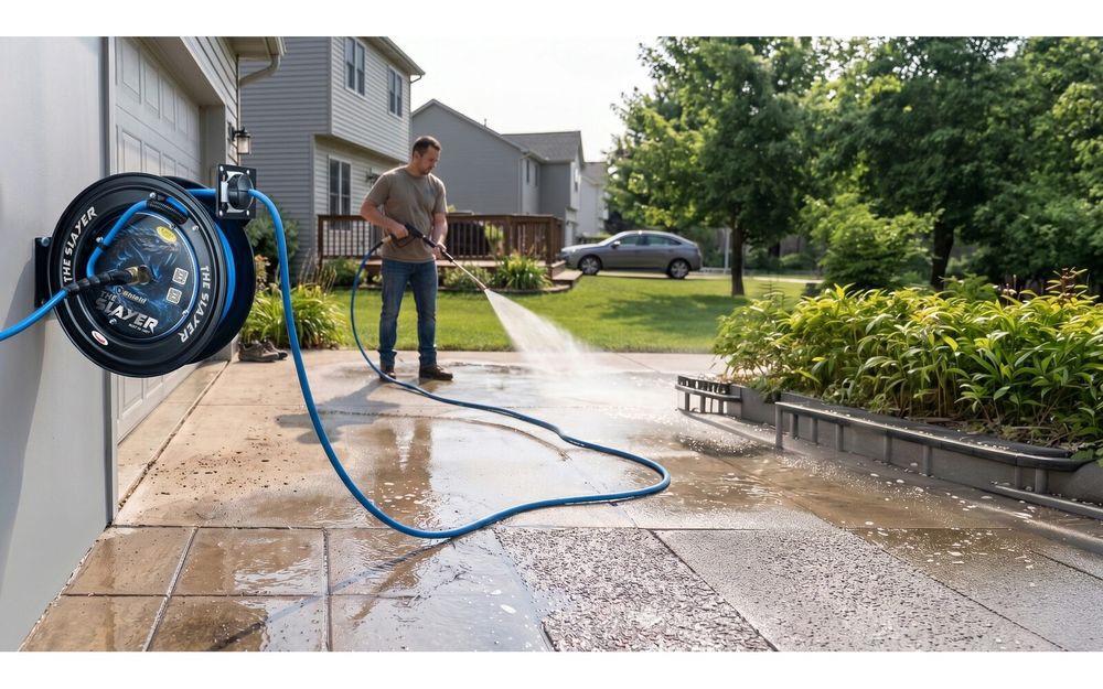 BluBird Blu Shield Slayer 1/4 Inch x 35 Ft Hybrid Pressure Washing Hose Reel, large image number 2