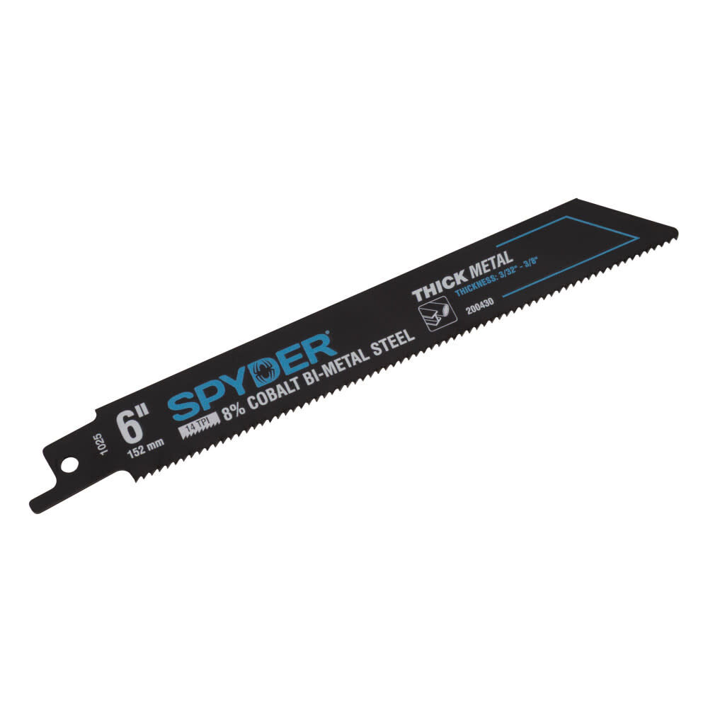 Spyder 6 Inch 14 TPI Metal Cutting Bi-Metal Thick Reciprocating Saw Blade, large image number 1