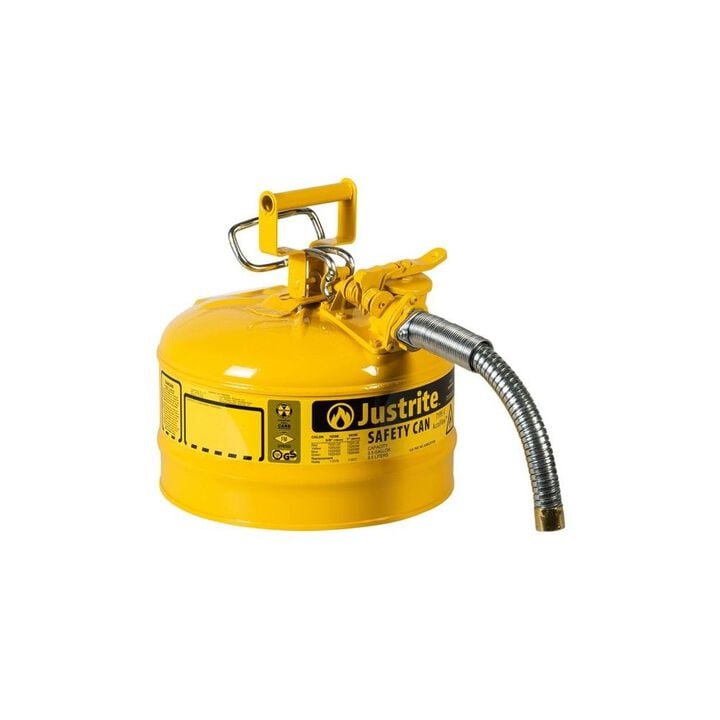 Justrite 2.5 Gal Steel Safety Yellow Diesel Fuel Can Type II