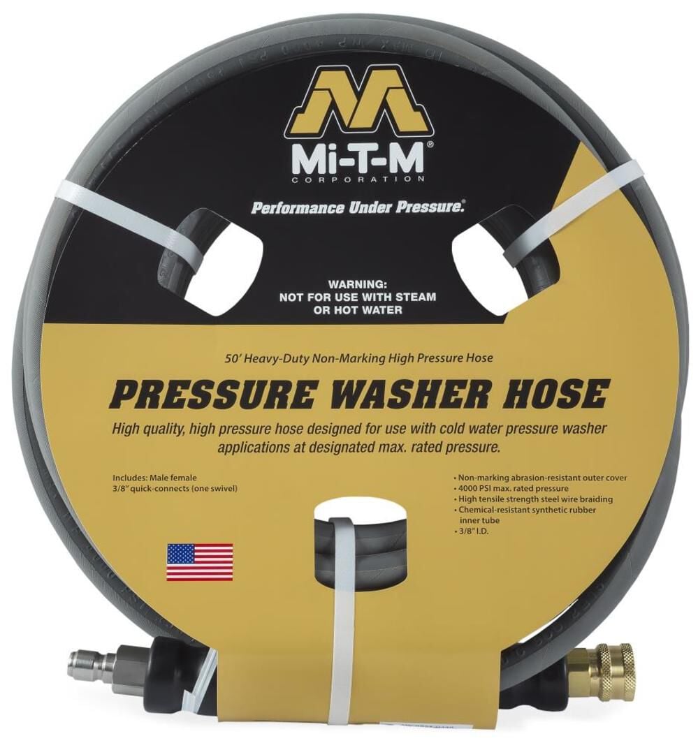 Mi T M 50' x 3/8in Heavy Duty Pressure Washer Hose 4000 PSI, large image number 1