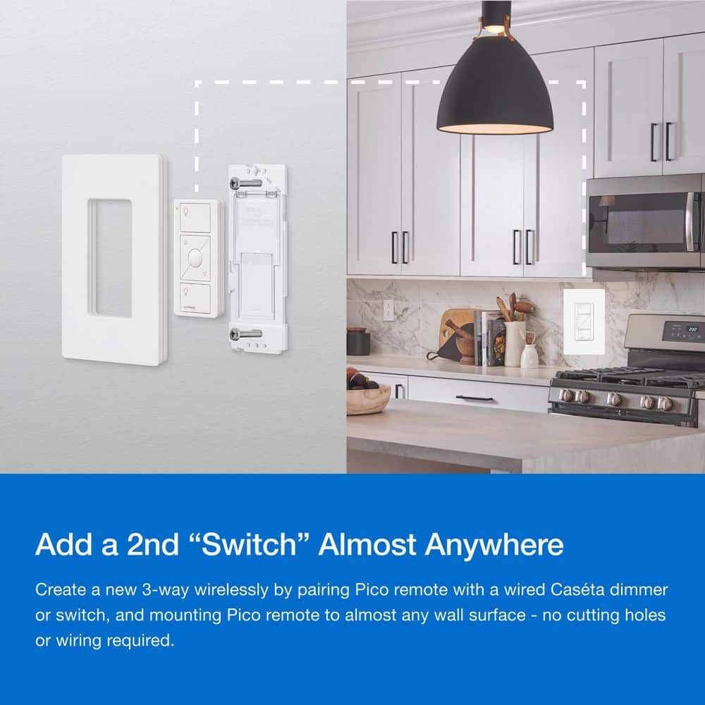 Lutron Diva 120V 150W 1P Gloss White Smart Dimmer Switch Starter Kit, large image number 8