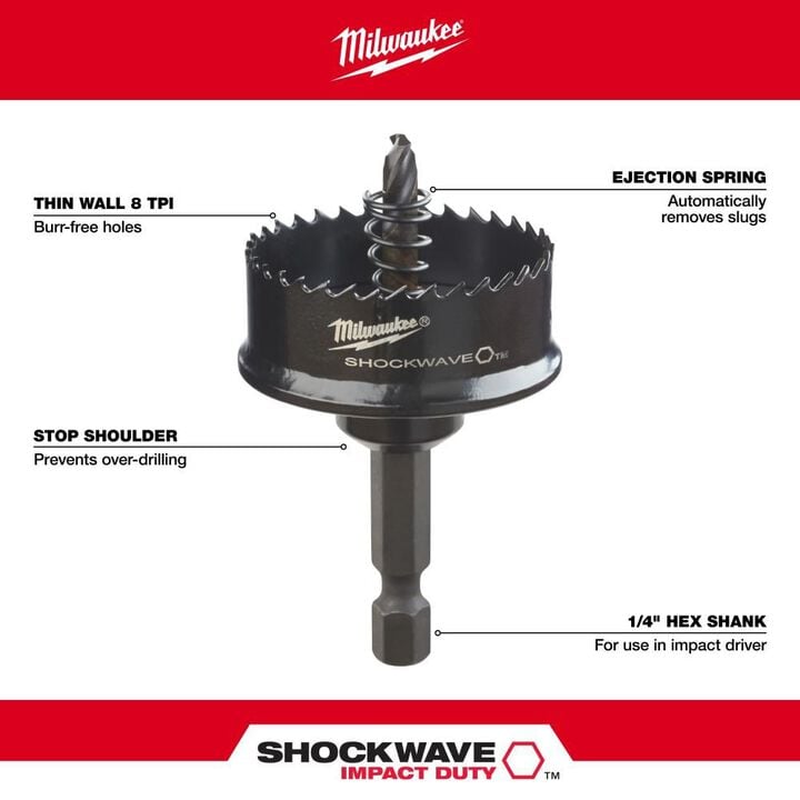 Milwaukee SHOCKWAVE Impact Hole Saw 3-Piece Set, large image number 3