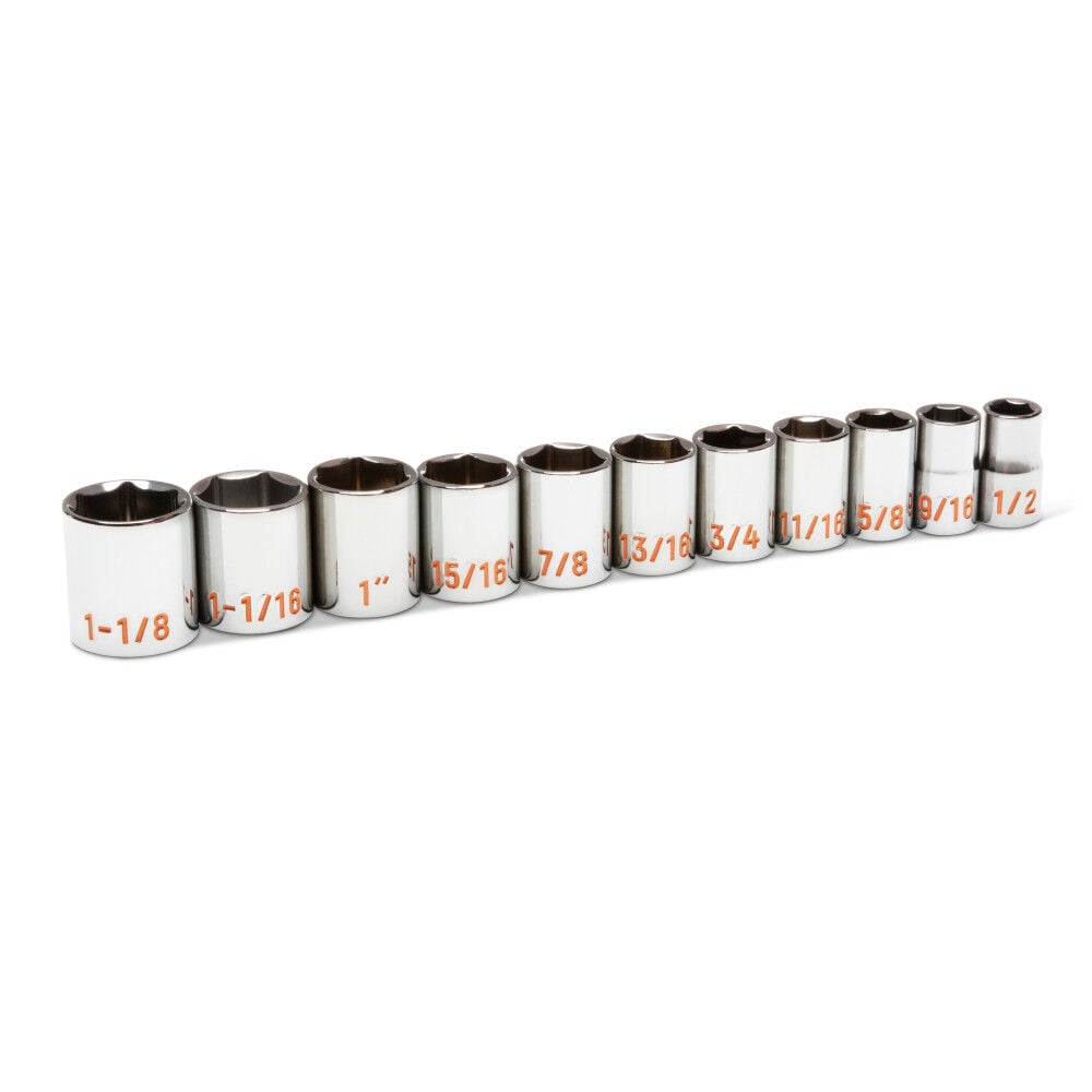 GEARWRENCH 1/2 Inch Drive 6 Point SAE Hi-Viz Socket Set 11 Pieces, large image number 2