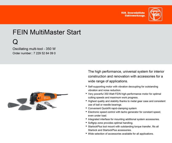 Fein Promotional MultiMaster MM 500 Start Q Oscillating Multi-Tool, large image number 1